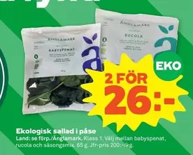 Änglamark - Ekologisk sallad i påse