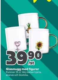 Glasmugg med figurer