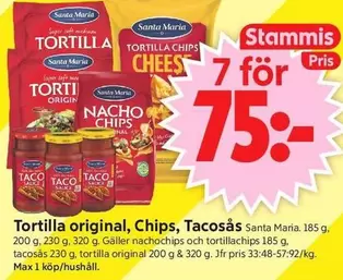 Santa Maria - Tortilla original, Chips, Tacosås