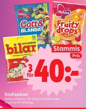 Malaco - Gott & Blandat, Fruity drops, bilar