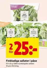 Finbladiga sallater i påse