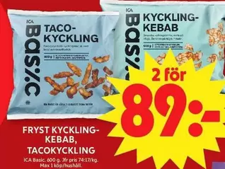 FRYST KYCKLING-KEBAB, TACOKYCKLING