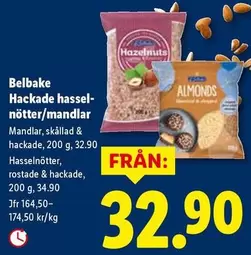 Hackade hassel- nötter/mandlar