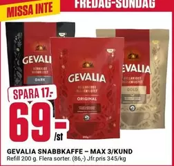 gevalia - SNABBKAFFE - MAX 3/KUND
