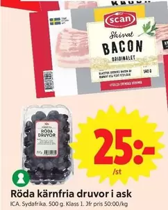 Scan - Röda kärnfria druvor i ask