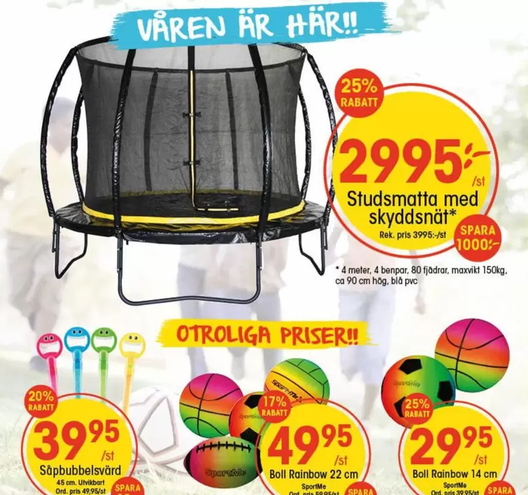 Studsmatta med skyddsnät