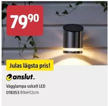 Vägglampa solcell LED 018353
