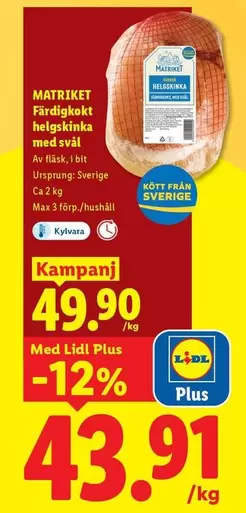 Färdigkokt helgskinka med svål