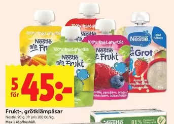 Nestlé - Frukt-, grötklämpåsar