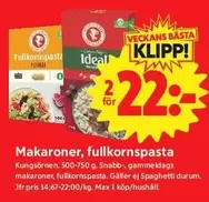 kungsörnen - Makaroner, fullkornpasta