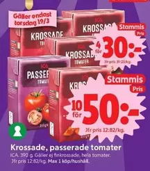 Krossade, passerade tomater