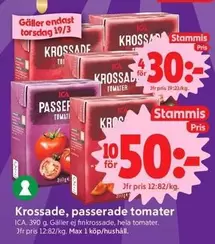 Krossade, passerade tomater