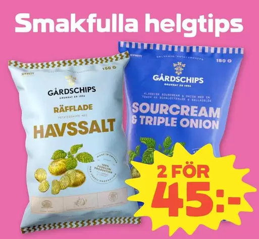 Gårdschips - RÄFFLADE HAVSSALT, SOURCREAM & TRIPLE ONION