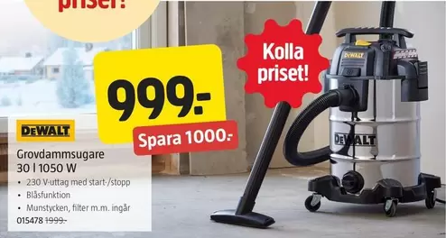 Dewalt - Grovdammsugare 30 l 1050 W