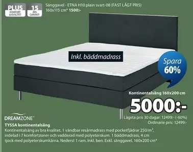 Sänggavel - ETNA H10 plain svart-08