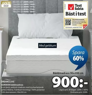 Jysk - GURSKEN bäddmadrass 90x200 cm