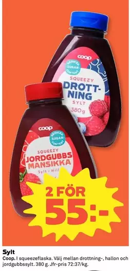 Coop - Squeezy Jordgubbsmansikka & Squeezy Drotning Sylt