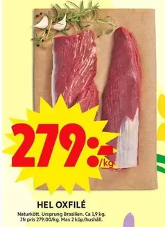 Naturkött - HEL OXFILÉ