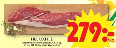 Naturkött - HEL OXFILÉ