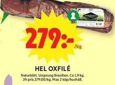 Naturkött - HEL OXFILÉ