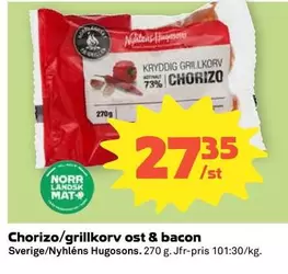 Chorizo/grillkorv ost & bacon