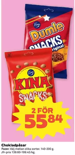 Fazer - Dumle Snacks Original, Kina Snacks