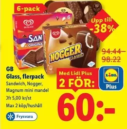 magnum - Glass, flerpack Sandwich, Nogger, Magnum mini mandel