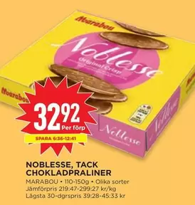 marabou - NOBLESSE, TACK CHOKLADPRALINER