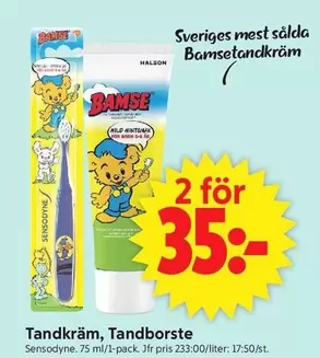 Bamse - Tandkräm, Tandborste