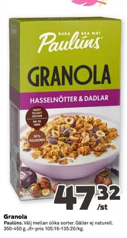 Granola Hasselnötter & Dadlar