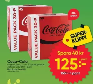 coca-cola - Original, Zero 33 cl x 30-pack