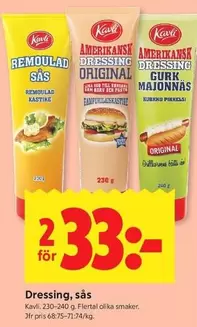 kavli - Remoulad sås, Amerikansk dressing original, Amerikansk dressing gurka majonnäs