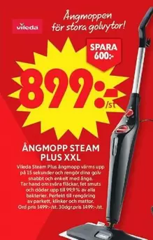 Vileda - Ångmopp Steam Plus XXL