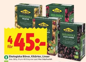 Zeta - Ekologiska Bönor, Kikärtor, Linser