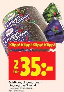 Pågen - GuldKorn, Lingongrova, Lingongrova Special