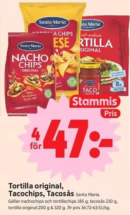 Santa Maria - Tortilla original, Tacochips, Tacosås