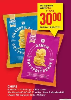 Garant - GRÄDDFIL & RANCH GRYTFRITERADE CHIPS
