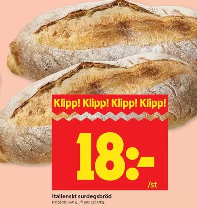 Italienskt surdegsbröd