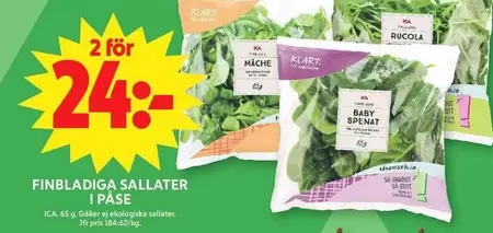 FINBLADIGA SALLATER I PÅSE