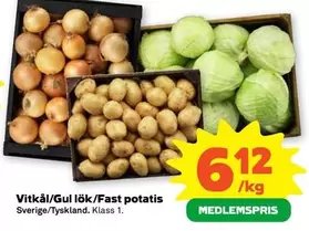 Vitkål/Gul lök/Fast potatis