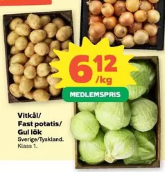 Vitkål / Fast potatis / Gul lök