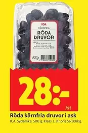 Röda kärnfria druvor