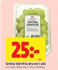 Gröna kärnfria druvor