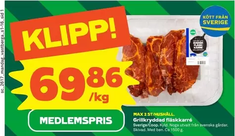 Grillkryddad fläskkarré