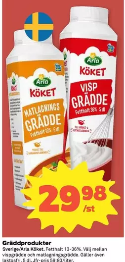 Arla - Visp Grädde och Matlagningsgrädde
