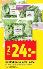 Finbladiga sallater i påse