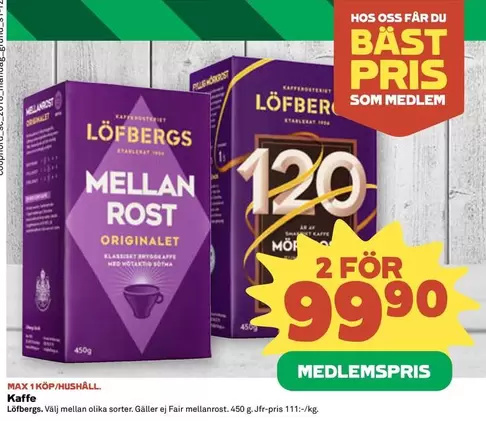 Kaffe Mellan Rost Originalet