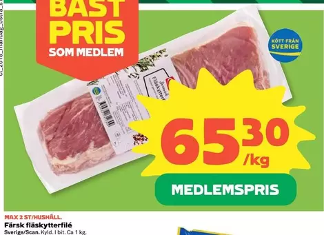 Färsk fläskytterfilé