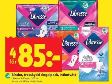 Libresse - Bindor, trosskydd singelpack