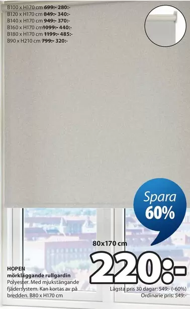 Mörkläggande rullgardin